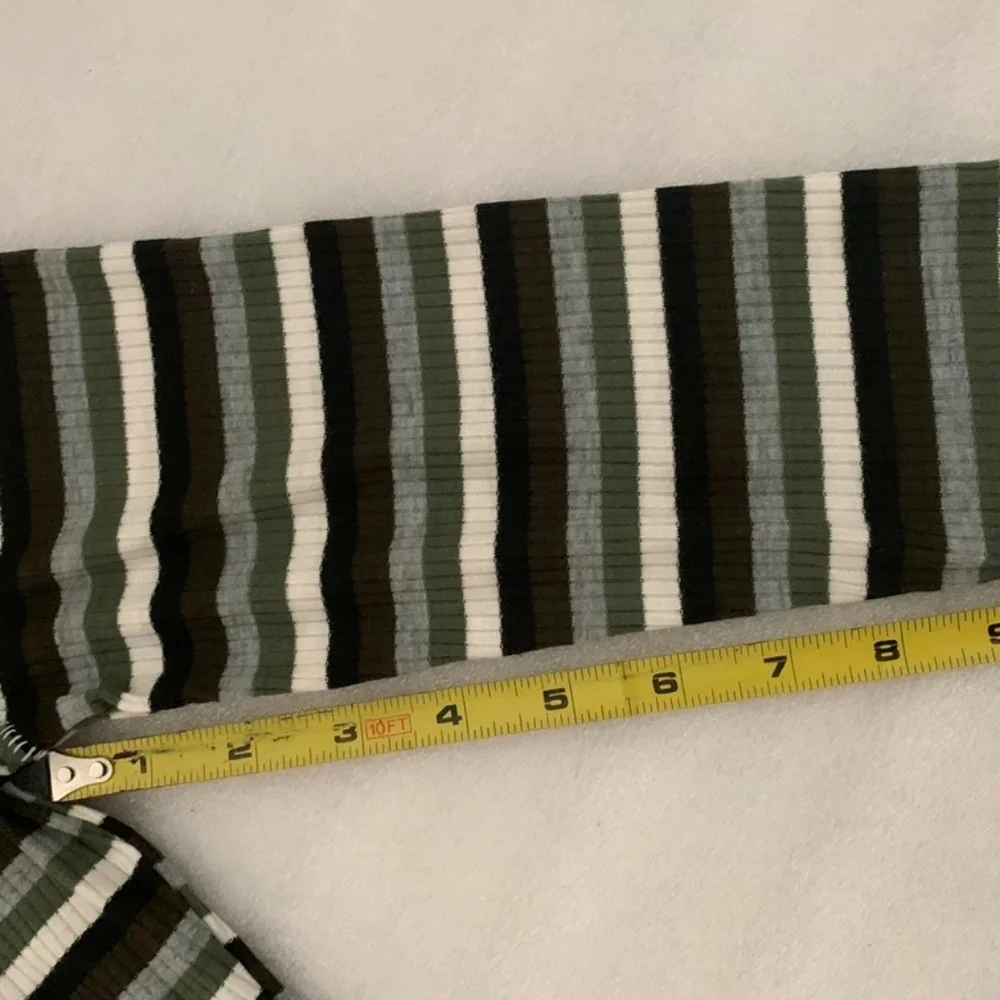 NWT Free People Good on You Army Green Stripe Round Hem Ribbed Tee Top